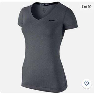 Like New Nike Pro Drifit Fitted V-Neck Grey Workout Top Size S